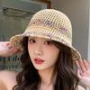 Novo Estilo Colorido Trançado Grande Viseira de Cornija Chapéu Bacia Estilo Coreano Moda Feminina Chapéu Balde Pequeno Versátil Chapéu de Pescador Casual