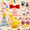 Sombreros de Cumpleaños para Niños, Gafas, Niñas, Niños, Decoraciones de Pastel para Fiesta de Bebé, Montaje de Escena, Lindos y Divertidos