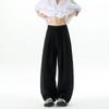 Pantalones Vaqueros de Pierna Ancha con Toallita de Seda de Hielo para Hombre Verano Alta Gama Rudo Atractivo Pantalones de Traje Plisados Sueltos Rectos Casuales Pantalones Machete