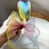 Gradiente Arcoíris Hilo Dorado Superpuesto Joyería Hilo Cinta Lazo Material DIY Accesorios para Pasador de Cabello Infantil