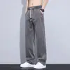 Calças Casuais de Tencel para Homem, Verão 2026, Finas, Largas, de Corte Reto, de Perna Larga, Calças Longas, Seda Gelada, Respiráveis, para Adolescentes