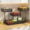 Prateleira de armazenamento em camadas para frutas e vegetais de cozinha, cesta de armazenamento de alta qualidade e luxuosa, organizador de temperos e condimentos, e prateleira de armazenamento para cebolas, gengibre, alho e outros ingredientes