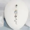Piercing para Ombligo de Serpiente Pequeña Ojo Negro Colgante de Titanio Anillo para Ombligo Acero Inoxidable con Incrustaciones de Cobre Joyería para Ombligo Joyería para Piercings Venta al por Mayor Europeo Americano