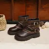 Botas de Cano Curto para Meninas Princesa Flats Empilhados Estilo Britânico Criança Dr. Botas de Cano Curto com Solado Grosso Martens Outono/Inverno Botas de Equitação de Cano Alto