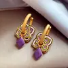 Pendientes Desmontables Geométricos de Esmalte Colorido Retro Nuevo Estilo Chinoiserie Tendencia Nacional Lujo Accesible Pendientes de Estilo Étnico de Gama Alta para Mujer