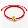 Pulsera Shuibei Gold 999 de Oro Sólido "Hielo Triturado" Hilo Rojo Oveja Pequeña para Mujer, Joyería del Zodiaco Oveja para el Año de la Oveja, Venta al por Mayor vía Transmisión en Vivo