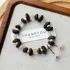 Pulsera de Grano de Café de Cerámica Jingdezhen, Refrescante y que no se decolora, Joyería de Alta Gama para Mujer, Accesorio Versátil de Nuevo Estilo Chino, Mayoreo