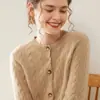 Nuevo Cárdigan de Cachemir para Mujer 2026 Invierno Cuello Redondo Grueso Tejido de Cable Elegante Suéter de Oficina para Mujer Estilo Europeo y Americano