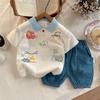 Conjunto de Verão para Meninos 2025 Verão Novo Estilo Moda Infantil para Bebês Meninos Manga Curta Infantil Duas Peças Camisa Polo Fashion