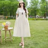 2026 Nueva Bata de Noche de Algodón y Seda de Alta Gama, Elegante Vestido para Mamá, Ropa para el Hogar, Ropa de Dormir Tallas Grandes, Cómoda, Holgada, Adelgazante