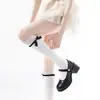 Calcetines Tobilleros de Encaje con Lazo Calcetines Blancos Dulces JK Hasta la Rodilla Calcetines de Algodón Apilados Calcetines de Encaje Estilo Japonés Lolita de Media Pantorrilla