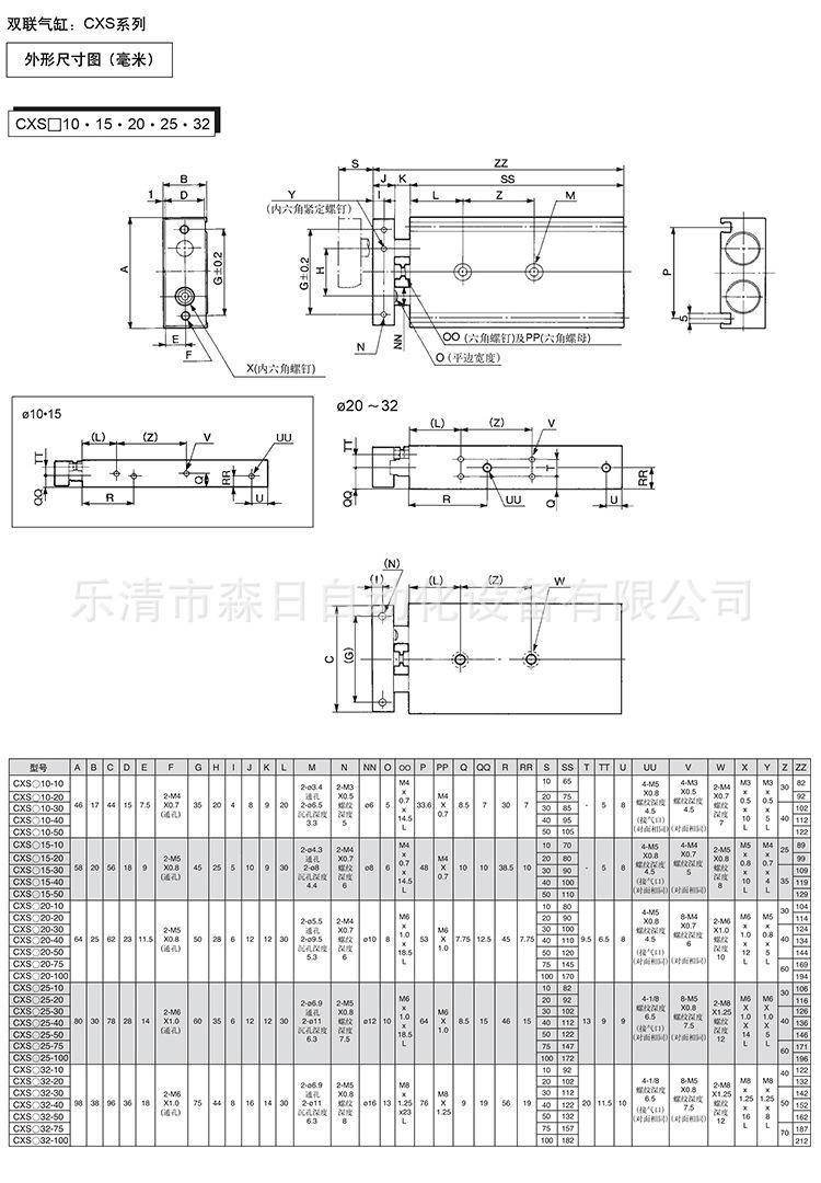 SMC型双联气缸CXSM系列_05