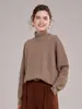 Nuevo Estilo Otoño e Invierno 2026 Suéter de Punto de Cachemir para Mujer, Cuello Alto, Rayas Horizontales, Color Sólido, Holgado, Versátil