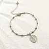 Pulseira Feminina Aço Inoxidável Retrô Virgem Maria Corrente de Contas Personalidade Geométrica Nicho Pulseira Feminina Atacado
