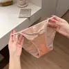Francês (mulher madura e sofisticada) calcinha estilo ascético vazada com alça fina para mulheres, fina, de renda, respirável, fundo de algodão, calcinha fio dental de cintura baixa para mulheres, verão