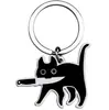 Llavero Transfronterizo Gato Cuchillo Negro Caliente Personalidad Creativa Moda Japonesa Ins Gato Acero Inoxidable Collar