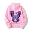 Sudadera casual con capucha de moda con letras nuevas de exportación europea y americana 2024 con mariposas multicolores
