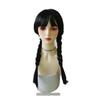 Peluca Cosplay Robbert de Miércoles Addams Estilo Trenzado Doble Peluca Cosplay Anime Negra