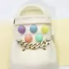 Zuecos de Color Gelatina con Accesorios Florales, Cadena Dorada, Parte Superior Desmontable de Moño, Hebilla Decorativa Dopamina