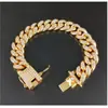 Pulsera de Cadena Cubana de Aleación Europea y Americana con Diamantes 13 mm Totalmente Diamantada Estilo Antiguo Estilo Hip-Hop Collar Chapado en Oro para Hombres y Mujeres