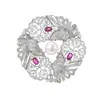 Broche de Lujo Ligero y de Alta Gama Estilo Palacio de Perla de Agua Dulce y Corindón Rojo con Forma de Hoja con un Diseño de Moda como Accesorio Floral