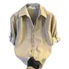 Camisa Pleated Floral Patchwork de Manga Média Estilo Old Money para Homens, Camisa Casual Solta de Manga Curta Tendência de Verão para Homens