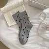 Calcetines de Estilo Nuevo para Primavera y Otoño para Mujer, Calcetines Lisos Ultra-Delgados de Media Pantorrilla, Calcetines Absorbentes de Sudor, Calcetines Holgados Transpirables con Lazo para Niñas
