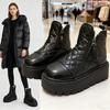 Botas Curtas Estudante Sapatos Grandes de Algodão Nordeste Botas Espessadas com Forro de Lã Moda Inverno Feminina 2025 Novas Botas de Neve