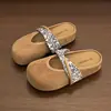 Sandalias de plataforma sin cordones con punta cerrada y talón abierto, nuevo modelo 2026, adecuadas para otoño, zapatillas de media caña para mujeres petite