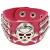 Pulseira Punk Caveira de Couro PU Ecológico Transfronteiriça Estilo Europeu e Americano, Pulseira Personalizada da Moda com Rebites, Pulseira para Noite em Clubes de Rock