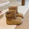 Botas para niña 2026 otoño nuevo estilo botas cortas de piel sintética para niños moda cremallera lateral forradas de felpa botas para bebé zapatos retro para niños