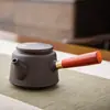 Juego de Té de Arcilla Púrpura con Diseño de Ciervo, Juego de Té Kung Fu con Asa Lateral para Uso Doméstico, Juego de Cerámica Moderno Simple y Lujoso en Caja de Regalo
