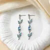 Pendientes de Hoja y Pétalo Estilo Europeo y Americano Más Vendidos Transfronterizos, Pendientes de Lujo Ligero de Hoja y Tulipán de Moda al por Mayor