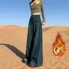 Jeans retro de pierna ancha de cintura alta estilo coreano con un corte holgado y fluido, que presentan piernas anchas que arrastran por el suelo, y un diseño de pierna recta, A6015