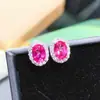 Pendientes de Plata de Ley 925 Chapados en Oro con Topacio Rosa Natural para Regalos de Actividad Color Fuego con Buena Calidad