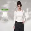 Camiseta Feminina de Manga Longa Oca de Ombro Duplo Estilo Doce Cool Picante Camada Base Diária Sutilmente Sexy Afinando Cintura Modeladora Top Valorizador