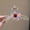 Pinza de Pelo de Flor Colorida, Pinza de Tiburón Retro Roja, Pinza de Pelo Grande Elegante para la Parte Posterior de la Cabeza, Accesorio de Pelo de Gama Alta