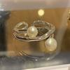 Anillo Simple de Estilo Coreano Nuevo con Diseño de Nicho de Personalidad, Abalorio Natural de Agua Dulce, Abertura Ajustable para Mujer