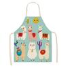 Alpaca de dibujos animados algodón lino delantal sin mangas antiadherente Cocina hogar cocina cintura colgar cuello babero para niños venta al por mayor