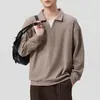 Outono de 2026 Estilo Old Money Americano Camisa Polo Falsa de Duas Peças com Gola Reversível, Roupa de Exterior Versátil Masculina de Manga Longa com Caimento Solto