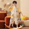 Pijama de Algodón Puro para Niños 2026 Verano Manga Corta Mameluco Anti-Patadas Cubre-Barriga Ropa para el Hogar Ropa para Aire Acondicionado Ropa de Dormir de una Pieza