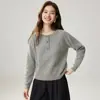 Outono e Inverno Macio e Fofo Suéter Básico Tricô Estilo Simples Confortável Gola Redonda Suéter de Caxemira Cardigã Tricotado com Meio Botão Feminino