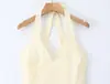 Al por mayor 2026 Primavera Nuevo Estilo Europeo y Americano Vestido de Mujer de Longitud Media con Cuello Halter que Ceñe la Cintura 7800