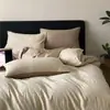 Juego de ropa de cama de cuatro piezas de algodón de fibra larga, grado A, seguro para bebés, encriptado, 100% algodón, que ofrece una sensación lujosa y de alta gama con sábanas y fundas de edredón de algodón puro.