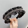 B096-1 nueva diadema de lujo ligero estilo coreano moda hojas con volantes diadema de pedrería negro diamante completo con dientes para presionar el cabello