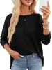 Nova blusa feminina canelada 2026 Amazon pullover transfronteiriço malha solta casual manga longa camiseta