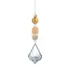 Pingente apanhador de sol de cristal estilo nórdico com contas de madeira, móbile de vento com luz e sombra arco-íris feito à mão, presente de decoração para casa