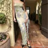 Wy23037 Vestido Tubo Elegante con Estampado de Malla Estilo Retro Europeo y Americano para Mujer Verano 2026 Nuevo Vestido Largo