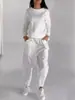 Conjunto de Pantalones Casuales de Color Sólido Deportivos Modernos con Cordones y Múltiples Bolsillos de Moda Otoño 2024 de Comercio Exterior Europeo y Americano