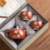 Caja de regalo para juego de té de arena púrpura cinabrio tetera de plata 999 taza de té regalo hecho a mano para ancianos regalos de empresa de alta gama
